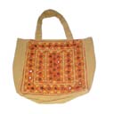 Purse accessory factory manufacturer distributes quality Diamond designed summer handbag in tan with orange embroidery and inlaid with beads