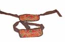 Bag purse wholesale fashion factory manufactures Crafted hip pouch bag with red, green, and brown embroidered designs attached to velcro waist band