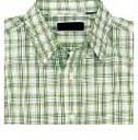 Quality wholesale clothing store exports Mens button up casual shirt in gorest green and white plaid style design