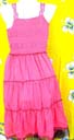 Online garment wholesale store exports Womens summer spanish dress in pink with crinkle fabric top and ruffled skirt