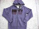 Warehouse supply store exports outer wear apparel. Equity zip up hoody sweat shirt with front pockets